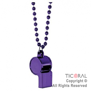 COLGANTE COLLAR DE CUENTAS CON SILBATO VIOLETA x 12